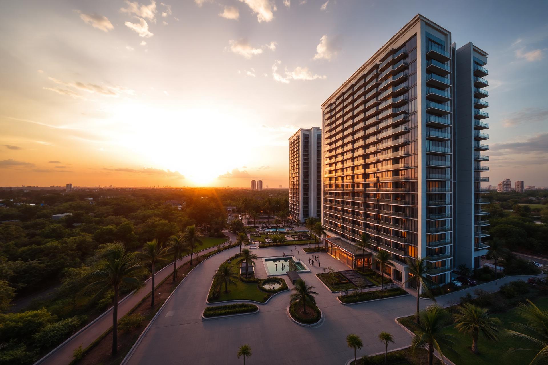 Luxury residences in Gurgaon at golden hour